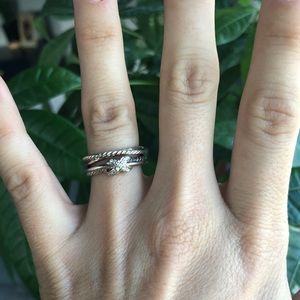 David Yurman Sterling Silver Ring with Diamonds